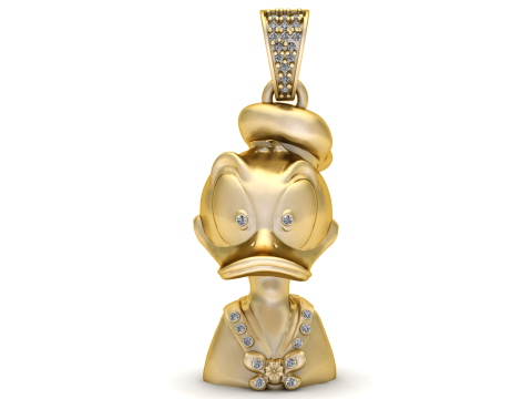 Golden Cartoon-Inspired Character Pendant 3D Printable Model 3D Print Model