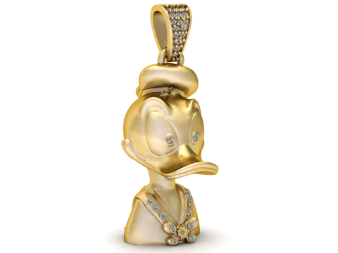 金色卡通风格人物吊坠 3D 可打印模型 3D 打印模型