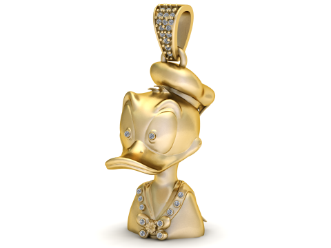 金色卡通风格人物吊坠 3D 可打印模型 3D 打印模型