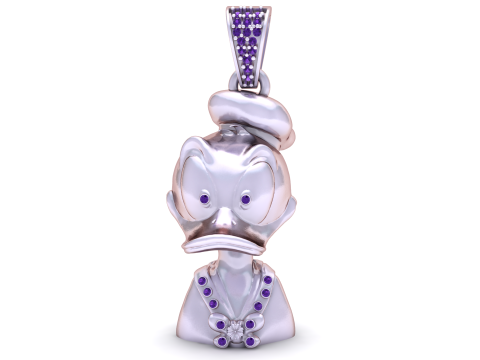 金色卡通风格人物吊坠 3D 可打印模型 3D 打印模型