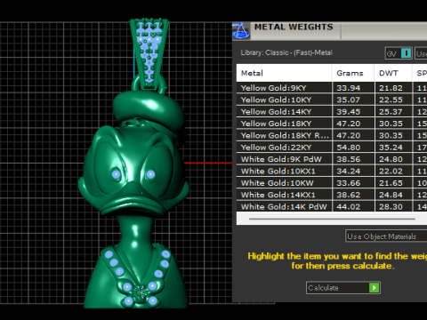金色卡通风格人物吊坠 3D 可打印模型 3D 打印模型