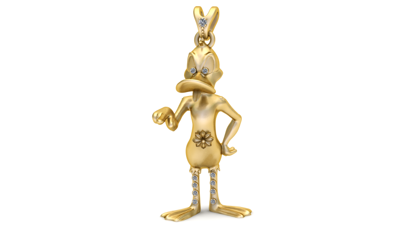 优雅的卡通鸭吊坠 3D 可打印模型 3D 打印模型 .c4d .max .obj .3ds .fbx .stl .blend