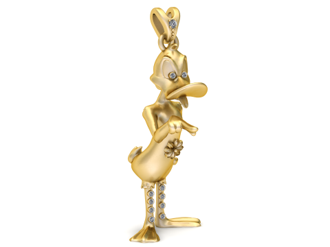 优雅的卡通鸭吊坠 3D 可打印模型 3D 打印模型