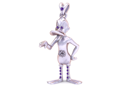 优雅的卡通鸭吊坠 3D 可打印模型 3D 打印模型