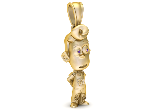 Pendentif personnage garçon stylisé modèle de bijoux en or imprimable en 3D Modèles 3D en vedette