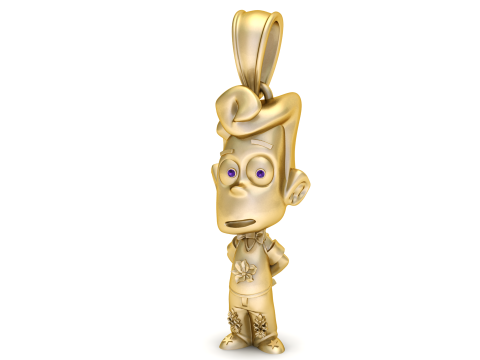 Pendentif personnage garçon stylisé modèle de bijoux en or imprimable en 3D Modèles 3D en vedette