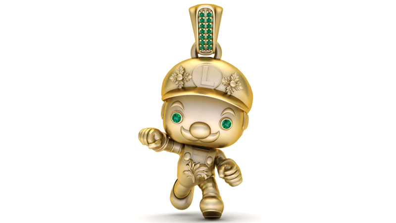 卡通瓦里奥吊坠 3D 可打印模型 3D 打印模型 .c4d .max .obj .3ds .fbx .stl .blend 