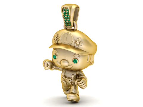 卡通瓦里奥吊坠 3D 可打印模型 3D 打印模型