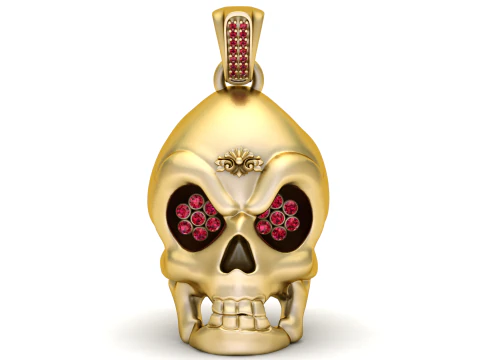 해골 얼굴 펜던트 3D 인쇄 가능한 보석 모델 3D 프린트 모델