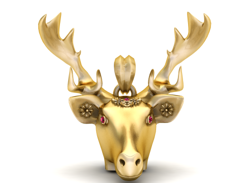 Deer Face Pendant 3D Printable Model 3D Print Model