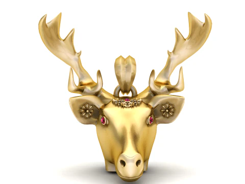 Deer Face Pendant 3D Printable Model 3D Print Model