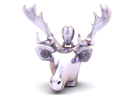 Deer Face Pendant 3D Printable Model 3D Print Model
