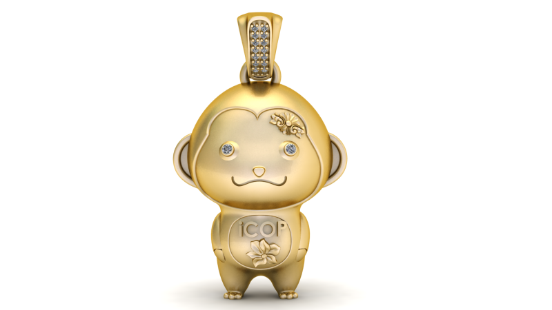 ICOP Monkey Pendant 3D Printable Model 3D Print Model .c4d .max .obj .3ds .fbx .stl .blend