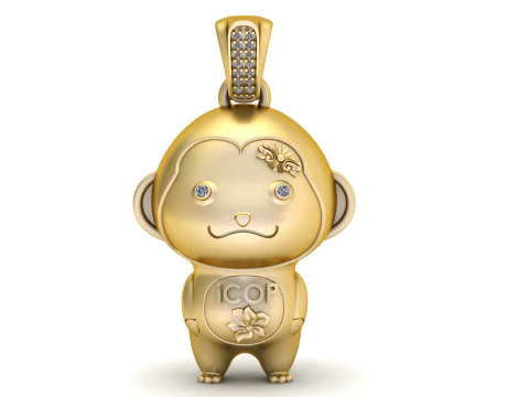 ICOP Monkey Pendant 3D Printable Model 3D Print Model