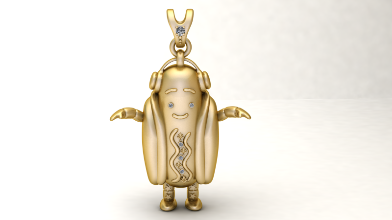 热狗食品吊坠 3D 打印模型 3D 打印模型 .c4d .max .obj .3ds .fbx .stl .blend 