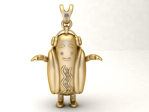 热狗食品吊坠 3D 打印模型 3D 打印模型