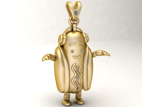 热狗食品吊坠 3D 打印模型 3D 打印模型