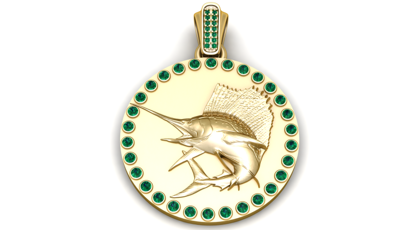 金旗鱼吊坠 3D 打印模型 3D 打印模型 .c4d .max .obj .3ds .fbx .stl .blend 