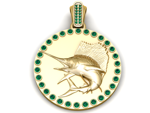 Gold Sailfish Pendant 3D Printable Model 3D Print Model