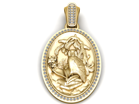 지혜 올빼미 펜던트 3D 인쇄 가능한 모델 3D 프린트 모델