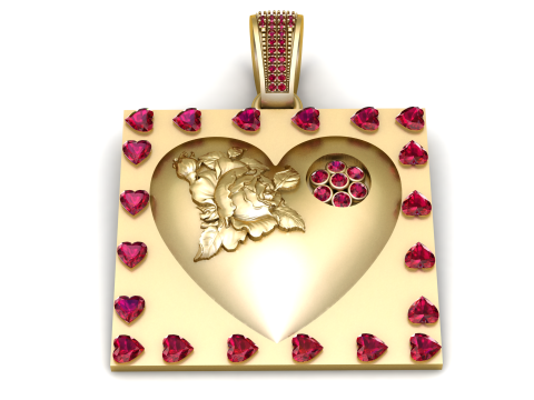 Rose Heart Pendant 3D Printable Model 3D Print Model