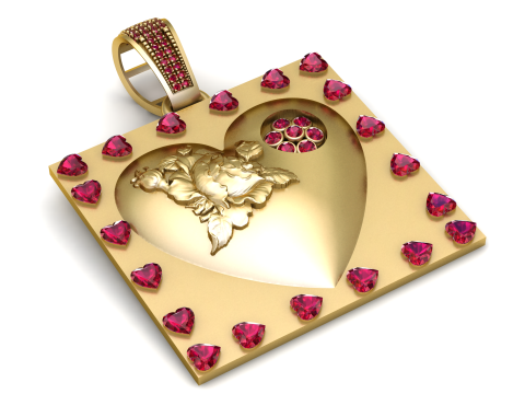 로즈 하트 펜던트 3D 인쇄 가능 모델 3D 프린트 모델