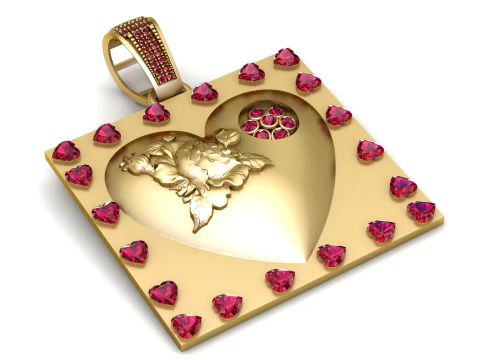 Rose Heart Pendant 3D Printable Model 3D Print Model