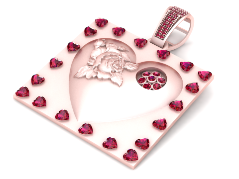 로즈 하트 펜던트 3D 인쇄 가능 모델 3D 프린트 모델