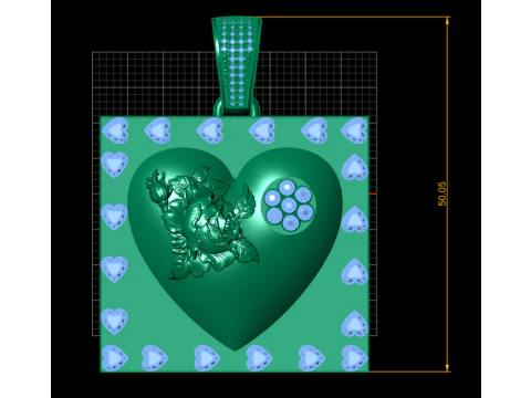 Rose Heart Pendant 3D Printable Model 3D Print Model