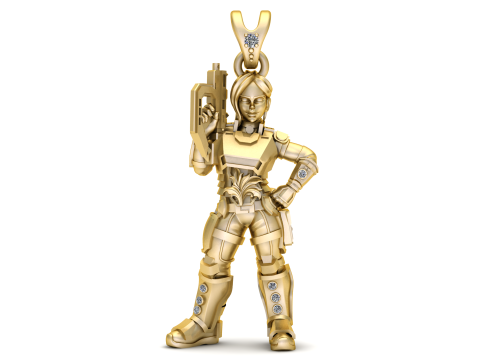 女戦士ペンダント 3D 印刷可能モデル 3Dプリントモデル