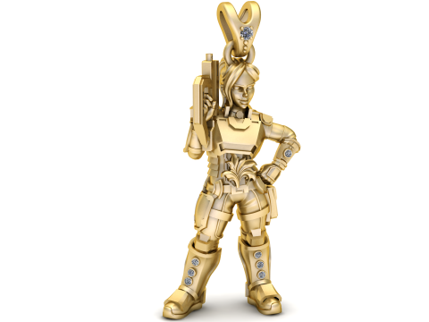 महिला योद्धा पेंडेंट 3डी प्रिंट करने योग्य मॉडल 3D प्रिंट मॉडल