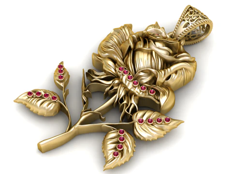 Rose Flower Pendant 3D Printable Model 3D Print Model