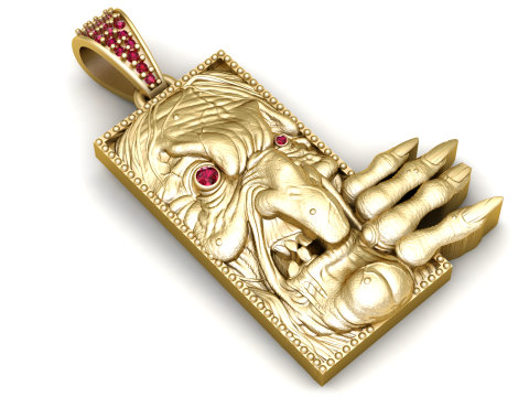 Witch Face Hand Pendant 3D Printable model 3D Print Model