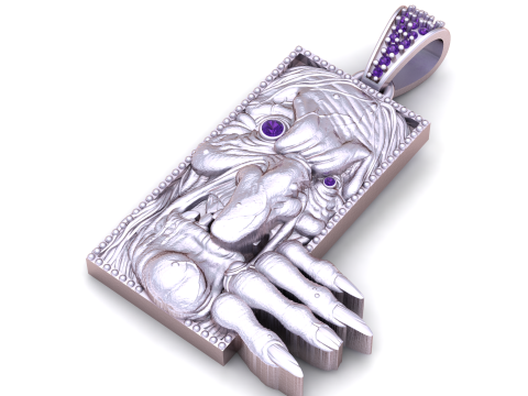 Witch Face Hand Pendant 3D Printable model 3D Print Model
