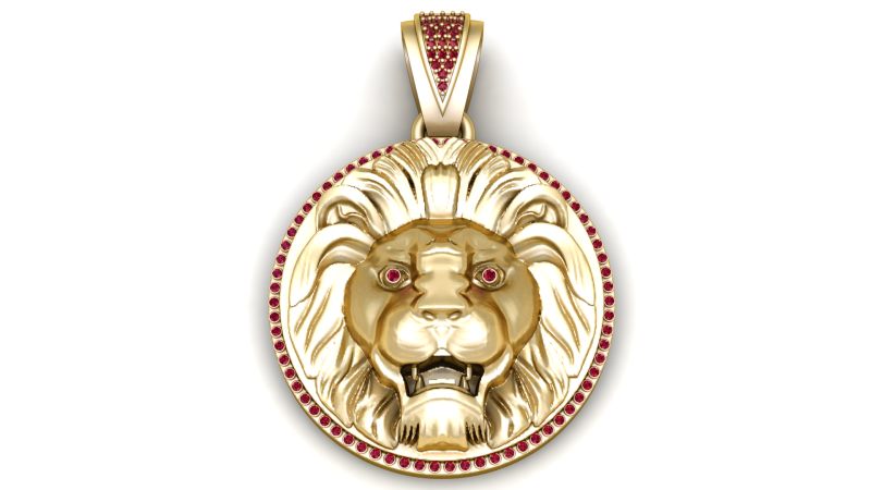 Modello stampabile 3D con ciondolo testa di leone maestoso Modello di stampa 3D .c4d .max .obj .3ds .fbx .stl .blend 