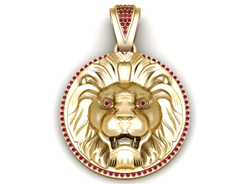 장엄한 사자 머리 펜던트 3D 인쇄 가능한 모델 3D 프린트 모델