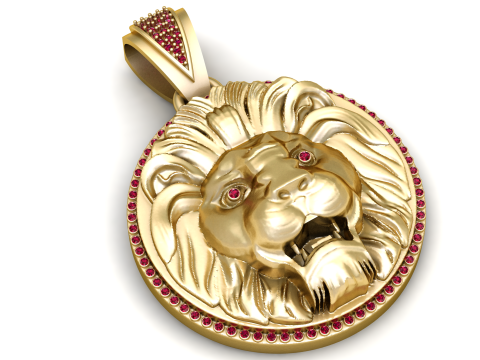 Modello stampabile 3D con ciondolo testa di leone maestoso Modello di stampa 3D