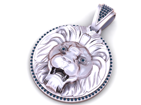Modello stampabile 3D con ciondolo testa di leone maestoso Modello di stampa 3D