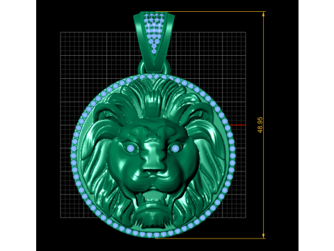 Modello stampabile 3D con ciondolo testa di leone maestoso Modello di stampa 3D