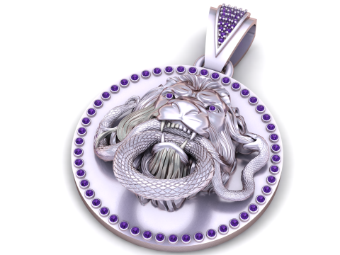 Golden Lion and Snake Fight Pendant 3D Printable Model 3D Print Model