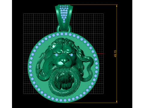 Golden Lion and Snake Fight Pendant 3D Printable Model 3D Print Model