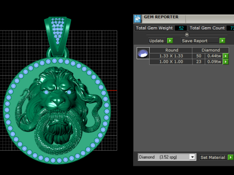 Golden Lion and Snake Fight Pendant 3D Printable Model 3D Print Model