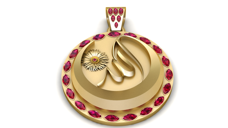 Allah Name Pendant 3D Printable Model 3D Print Model .c4d .max .obj .3ds .fbx .stl .blend 