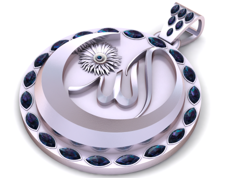 Allah Name Pendant 3D Printable Model 3D Print Model