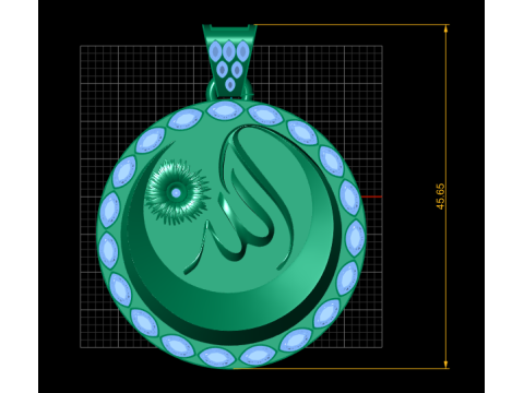 Allah Name Pendant 3D Printable Model 3D Print Model