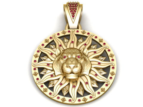 Modelo imprimible en 3D del colgante León Sol Modelo de impresión 3D