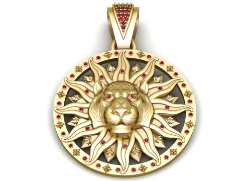 太阳狮吊坠 3D 打印模型 3D 打印模型