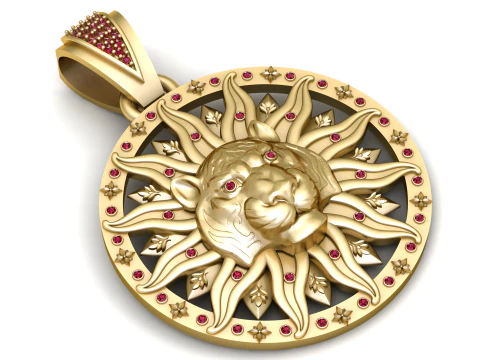Sun Lion Pendant 3D Printable Model 3D Print Model