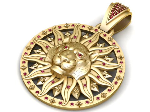 Sun Lion Pendant 3D Printable Model 3D Print Model