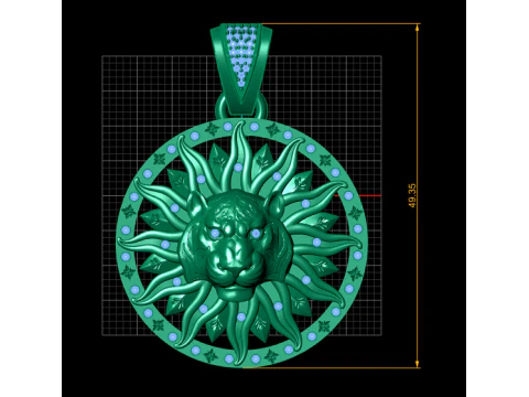 Sun Lion Pendant 3D Printable Model 3D Print Model